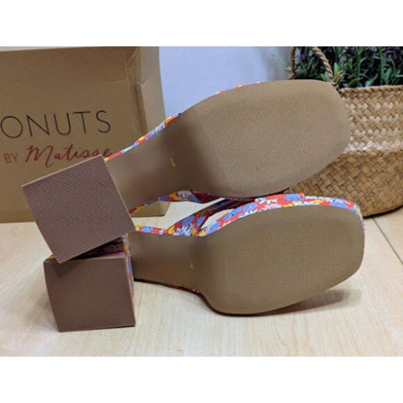 Coconuts by Matisse Red Floral Esme Knot Slide Heeled Dress Sandals Size 9 NIB - Picture 10 of 14